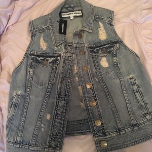Express Distressed Denim Vest